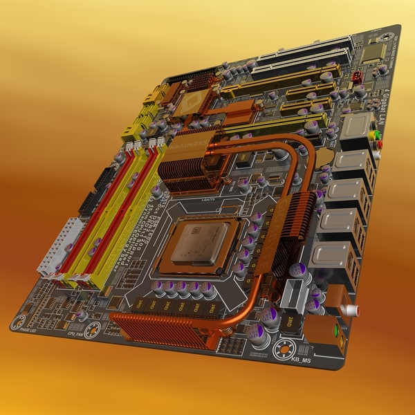 3d model of motherboard ga-ep45-dq6 - GA-EP45-DQ6 MotherBoard by 3DLocker